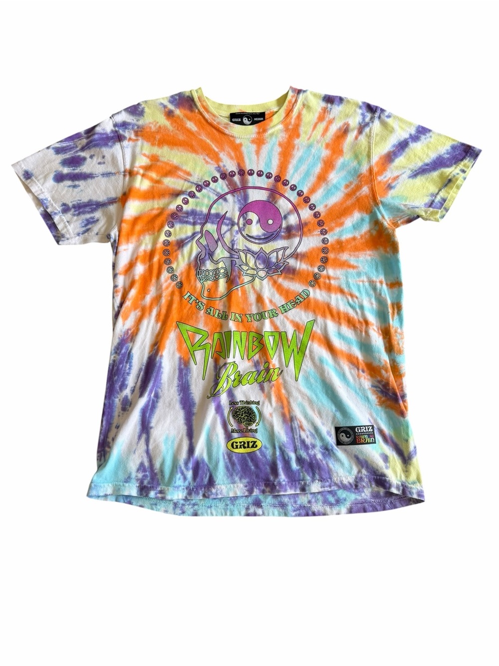 GRiZ “Rainbow Brain” Tie Dye Graphic Tee – Medium